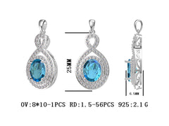 Platinum Semi Mount Pendant Setting Oval OV 10X8mm Double Halo Diamond Accent DHJ