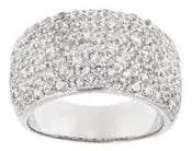 18K Gold Pave Ring Multi-Row with White Topaz or Moissanite Diamond Accent DHJ
