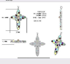 Platinum Semi Mount Pendant Setting Oval OV 5X3mm OV 4X3mm RD 5X5mm Cross Theme DHJ