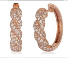 14K Gold Ear Cuff Earrings Twist Style with or Moissanite Diamond Accent DHJ