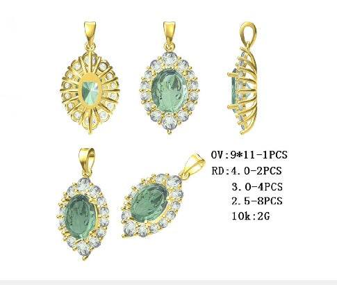 18K Gold Semi Mount Pendant Setting Oval OV 11X9mm Diamond Accent DHJ