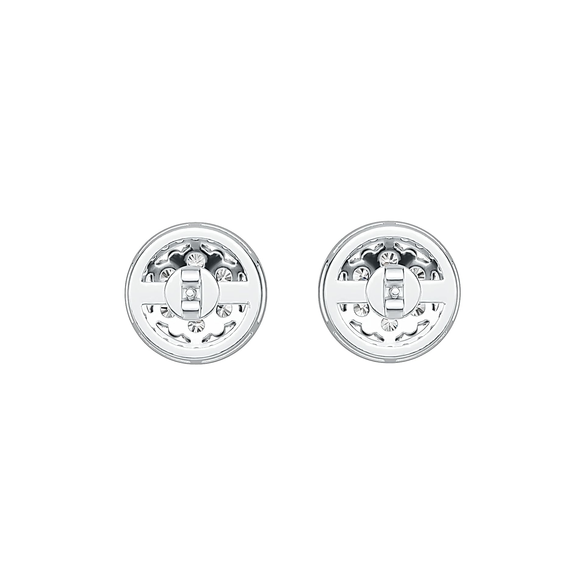 14K Gold Earrings Cluster Round Stud with White Topaz or Moissanite Diamond Accent DHJ