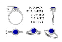 10K Gold Semi Mount Ring Setting Round RD 7X7mm Halo Moissanite Accent DHJ