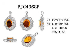 18K Gold Semi Mount Pendant Setting Oval OV 12X10mm with White Topaz Diamond Accent DHJ