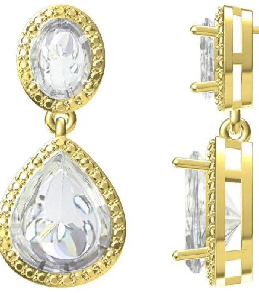 Platinum Semi Mount Earrings Setting Pear PE 12X10mm OV 8X6mm DHJ