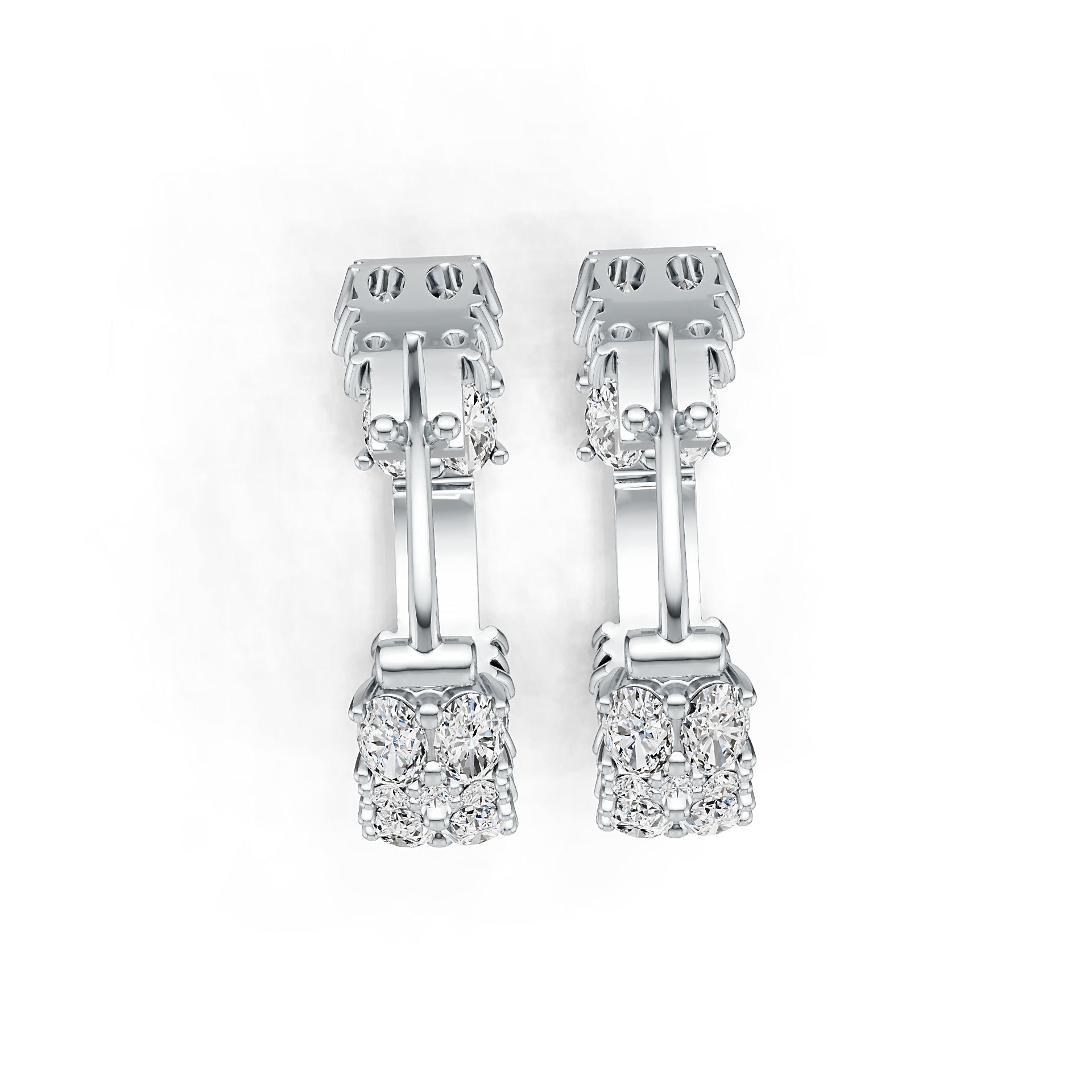 14K Gold Semi Mount Earrings Setting Oval OV 5X3mm Diamond Accent DHJ