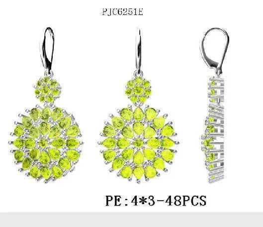 10K Gold Cluster Dangling Earrings with White Topaz or Moissanite Moissanite Accent DHJ