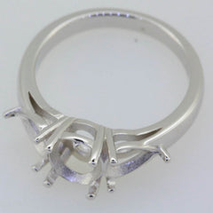 Platinum Semi Mount Ring Setting Oval OV 8x6mm PE 7x5mm 3 Stones Syzjewelry