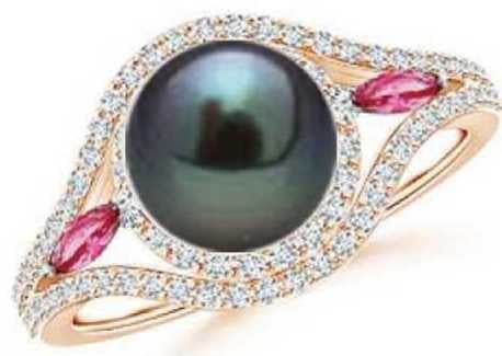 14K Gold Semi Mount Ring Setting Round RD 8.5mm Diamond Accent DHJ