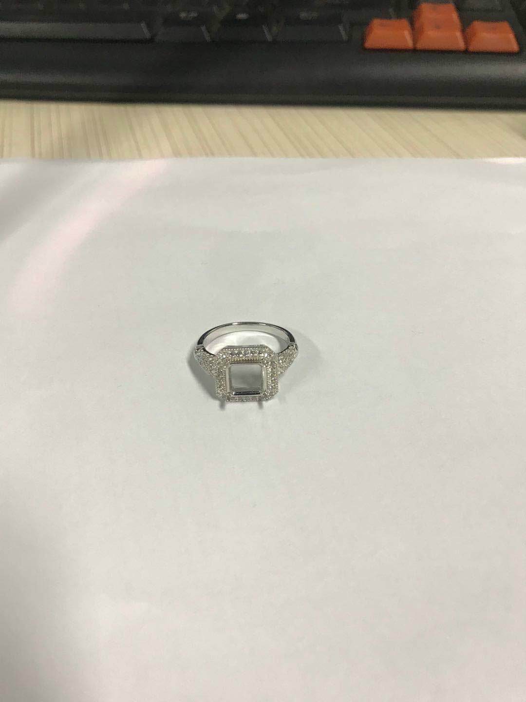 14K Gold Semi Mount Ring Setting Emerald OCT 8X8mm Diamond Accent DHJ