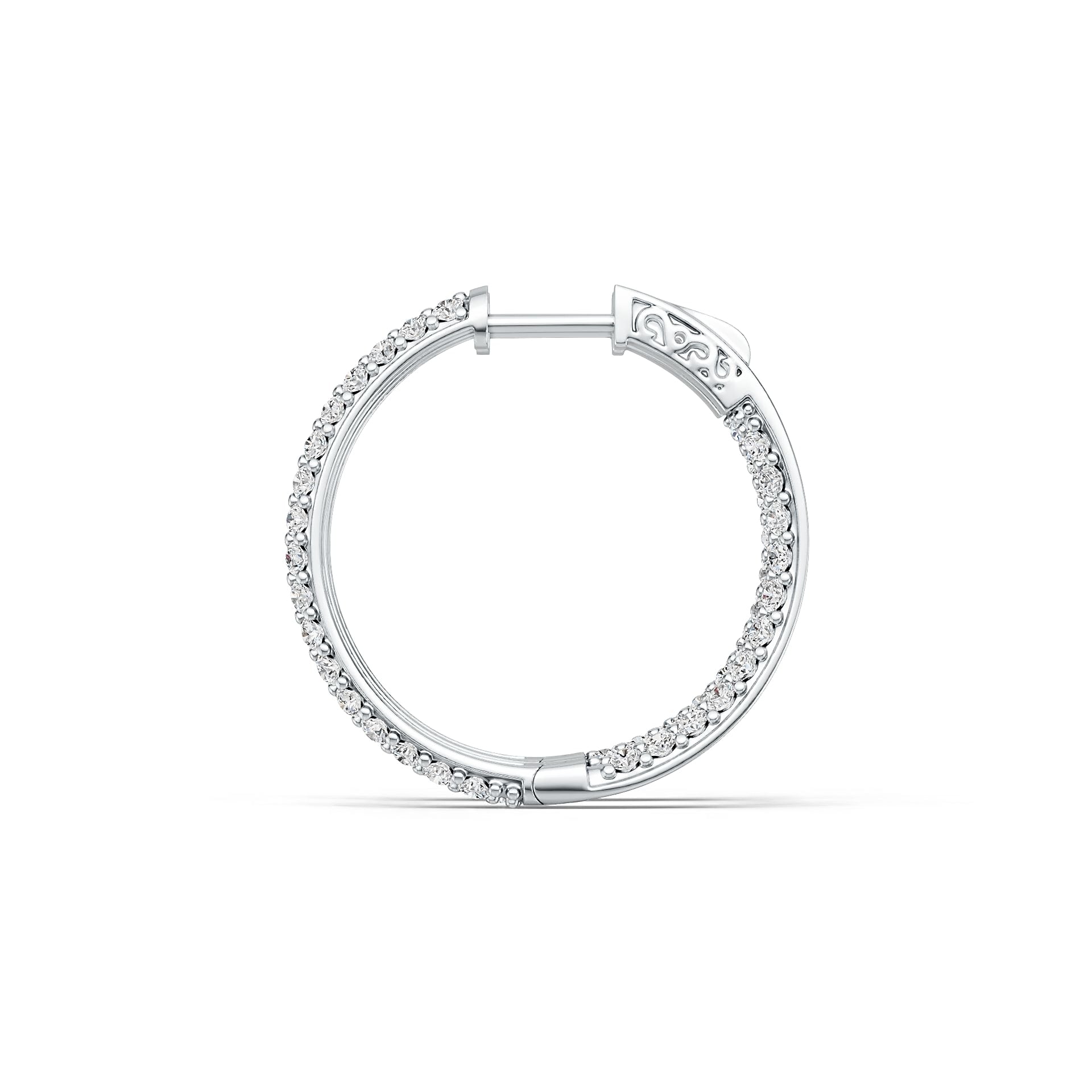 18K Gold Hoop Earrings with White Topaz or Moissanite Diamond Accent DHJ