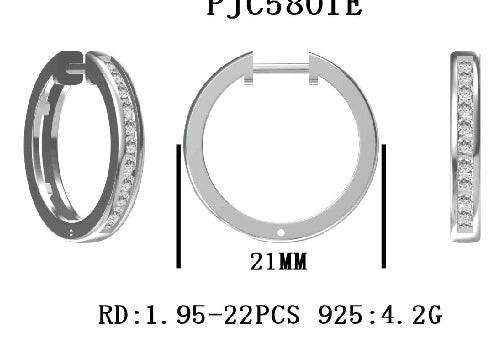 Platinum Hoop Earrings with or Moissanite Channel Set Diamond Accent DHJ