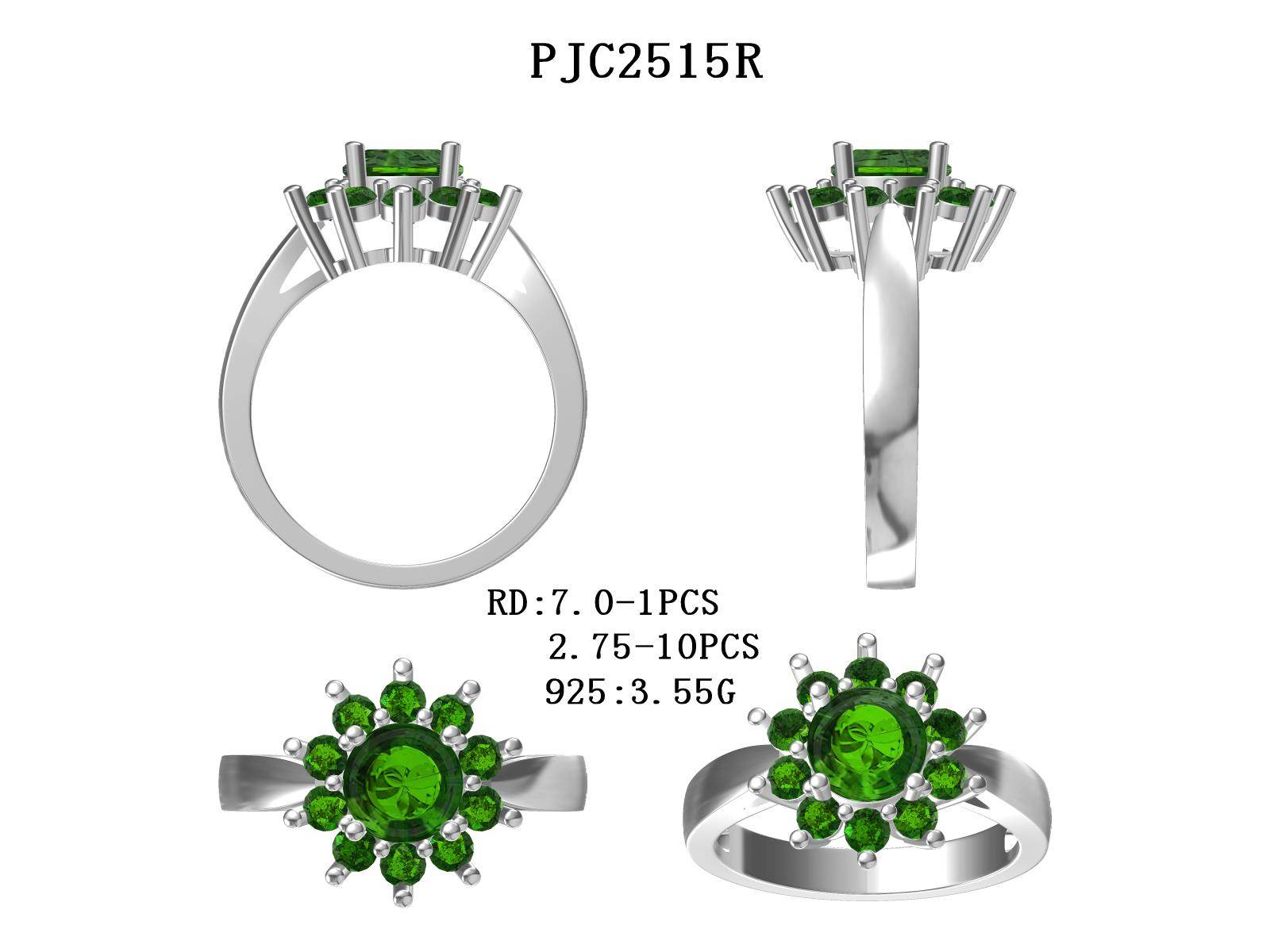 14K Gold Semi Mount Ring Setting RD 7x7mm RD 2.75x2.75mm Halo Syzjewelry