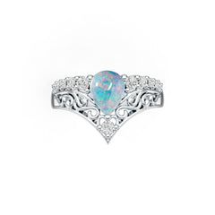10K Gold Semi Mount Ring Setting Pear PE 8x6mm D-PJC26676 Cabochon Moissanite Accent Syzjewelry