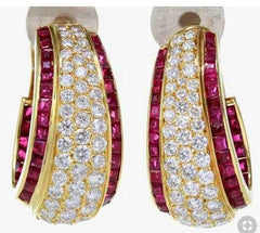 10K Gold Earrings Multi-Row Hoop with or Moissanite Moissanite Accent DHJ