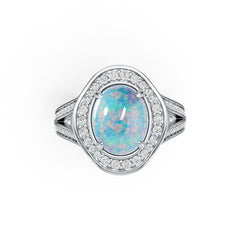 10K Gold Semi Mount Ring Setting Cabochon Oval OV 10X8mm Moissanite Accent Syzjewelry