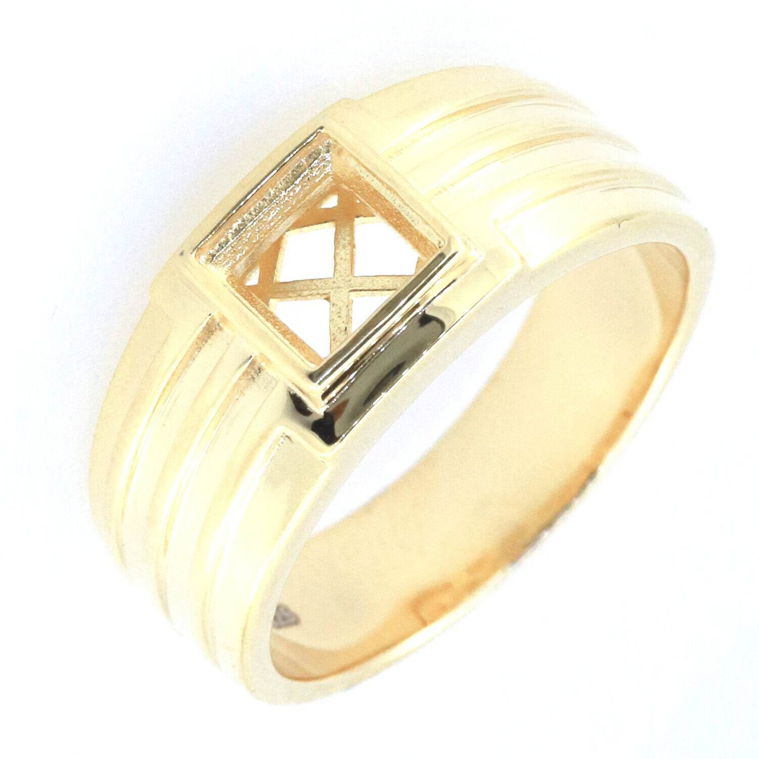 Men's 18K Gold Semi Mount Ring Setting Princess SQ 6.5X6.5mm Syzjewelry