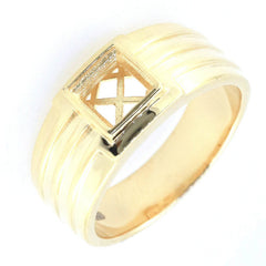 Men's 18K Gold Semi Mount Ring Setting Princess SQ 6.5X6.5mm Syzjewelry
