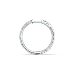 Platinum Hoop Earrings with White Topaz or Moissanite Diamond Accent DHJ