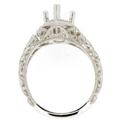 Platinum Semi Mount Ring Setting Pear PE 8x6mm Art Deco Style Syzjewelry