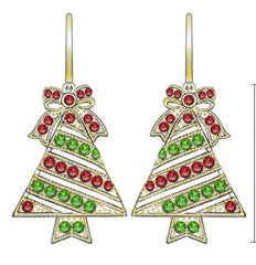 14K Gold Earrings Christmas Tree Theme with or Moissanite Diamond Accent DHJ