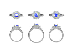 14K Gold Semi Mount Ring Setting Round RD 6x6mm Engagement Ring Diamond Accent DHJ