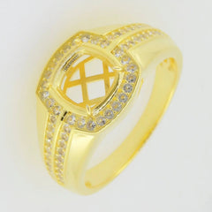 Men's Ring Settings Platinum Ring Mounting Cushion CU 8X8mm Diamond Accent DHJ