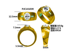 Men's 14K Gold Semi Mount Ring Setting Oval OV 10X8mm Double Prongs Diamond Accent DHJ