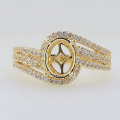 10K 14K Gold or 10K Gold Semi Mount Ring Setting Oval OV 9X7mm Halo Bypass Moissanite Accent DHJ
