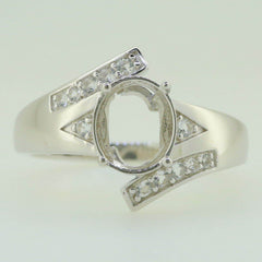 14K Gold Semi Mount Ring Setting Oval OV 10x8mm Bypass Diamond Accent Syzjewelry
