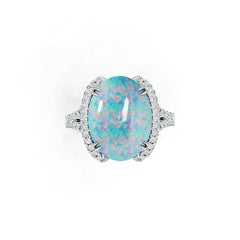 Platinum Semi Mount Ring Setting Oval OV 16X12mm with White Topaz Diamond Accent DHJ