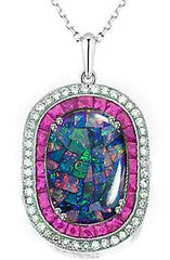 18K Gold Semi Mount Pendant Setting Cushion CU 14X10mm Cabochon Diamond Accent DHJ