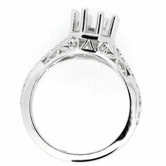Art Deco Style Platinum Semi Mount Ring Setting Round RD 6x6mm Syzjewelry
