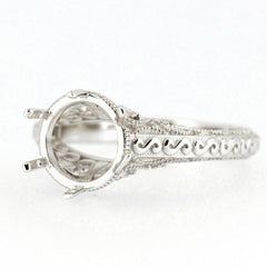 Platinum Semi Mount Ring Setting Round RD 9x9mm Art Deco Style Syzjewelry