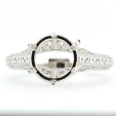 Platinum Semi Mount Ring Setting Round RD 9x9mm Art Deco Style Syzjewelry