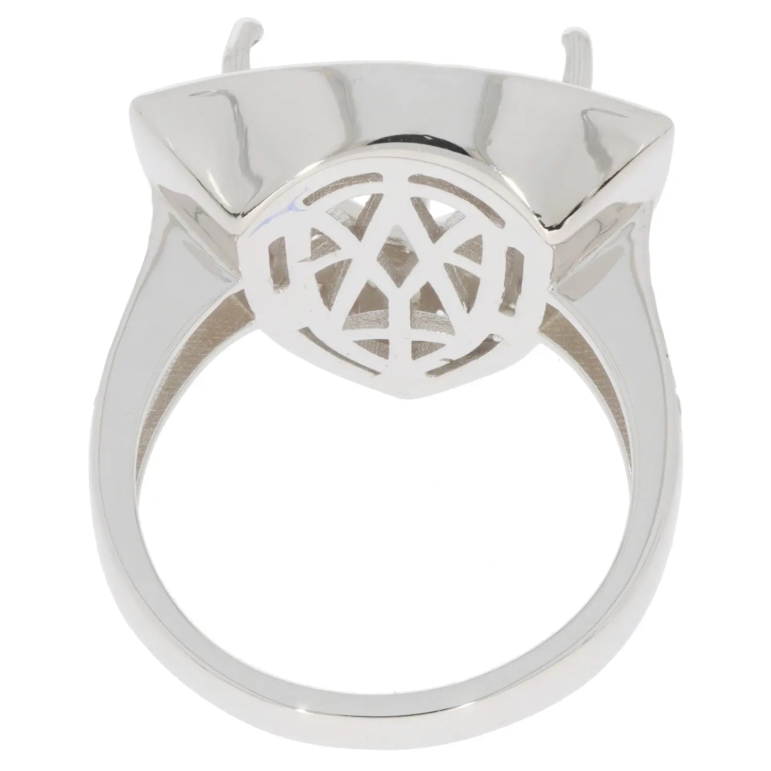 Platinum Semi Mount Ring Setting TRI 12X12mm Double Halo Diamond Accent DHJ
