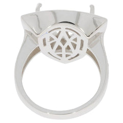 Platinum Semi Mount Ring Setting TRI 12X12mm Double Halo Diamond Accent DHJ