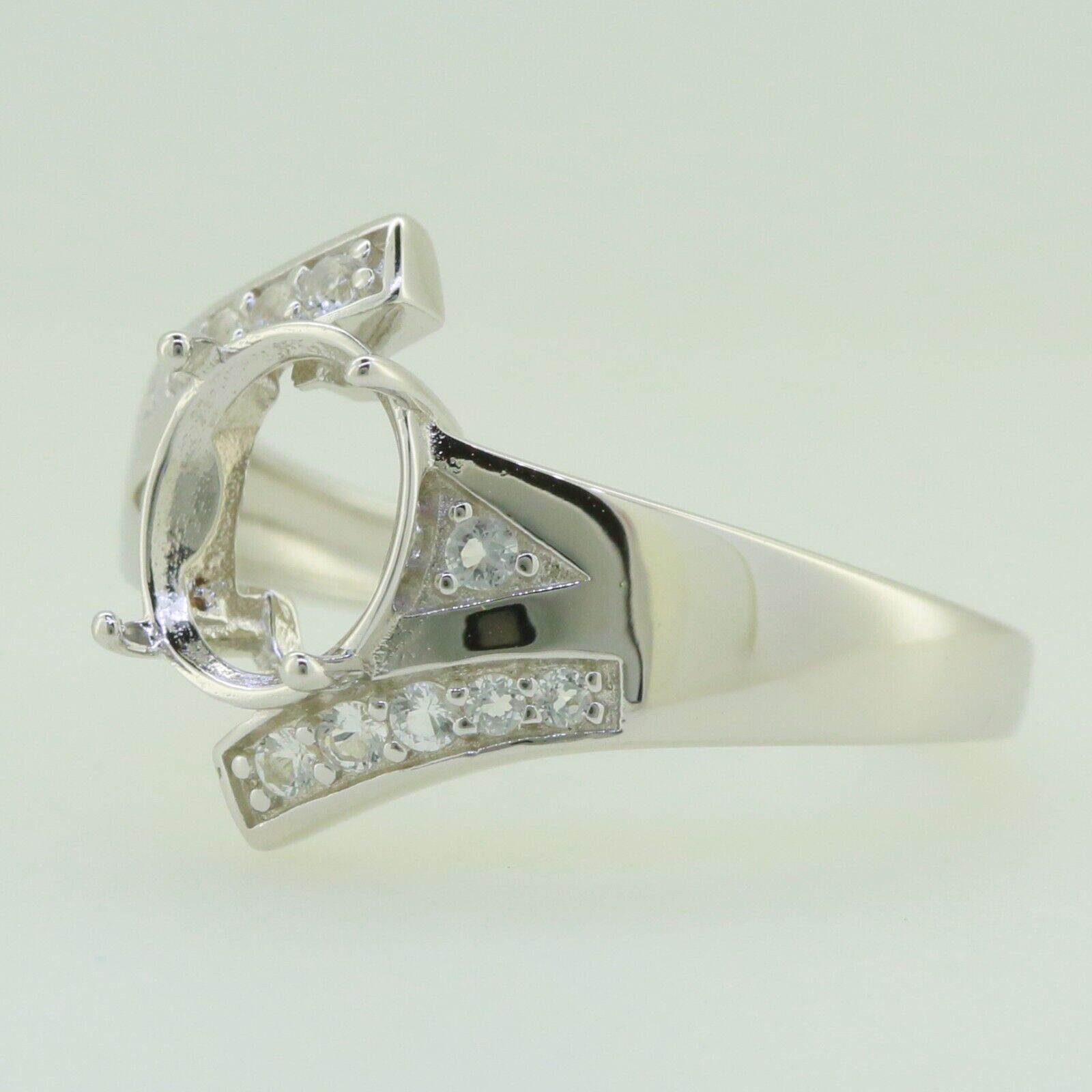 18K Gold Semi Mount Ring Setting Oval OV 10x8mm Bypass Diamond Accent Syzjewelry