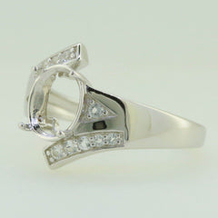 10K Gold Semi Mount Ring Setting Oval OV 10x8mm Bypass Moissanite Accent Syzjewelry