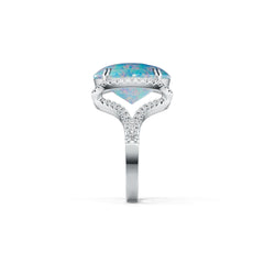 14K Gold Semi Mount Ring Setting Oval OV 16X12mm with White Topaz Diamond Accent DHJ