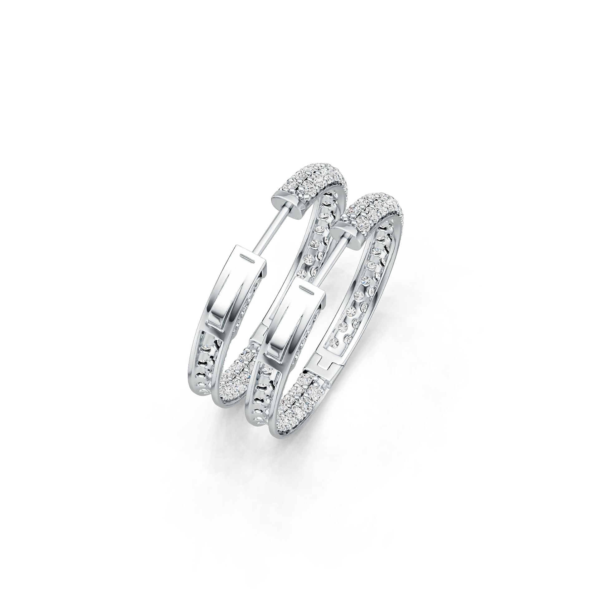 14K Gold Hoop Earrings with White Topaz or Moissanite Diamond Accent DHJ