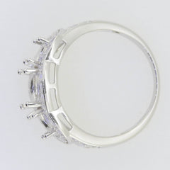 10K Gold Semi Mount Ring Setting Round RD 7x7 RD 5x5mm 3 Stones Halo Moissanite Accent Syzjewelry