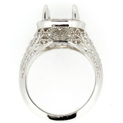 Art Deco Style 18K Gold Semi Mount Ring Setting Cushion CU 7x7mm Syzjewelry