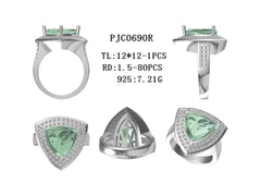 Platinum Semi Mount Ring Setting TRI 12X12mm Double Halo Diamond Accent DHJ