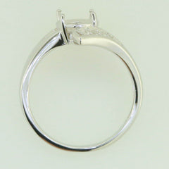 18K Gold Semi Mount Ring Setting Oval OV 10x8mm Bypass Diamond Accent Syzjewelry