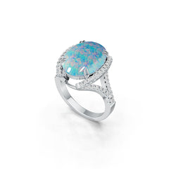 14K Gold Semi Mount Ring Setting Oval OV 16X12mm with White Topaz Diamond Accent DHJ