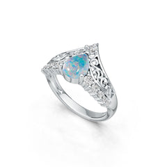 Platinum Semi Mount Ring Setting Pear PE 8x6mm D-PJC26676 Cabochon Diamond Accent Syzjewelry