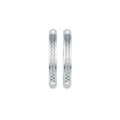14K Gold Hoop Earrings with White Topaz or Moissanite Diamond Accent DHJ