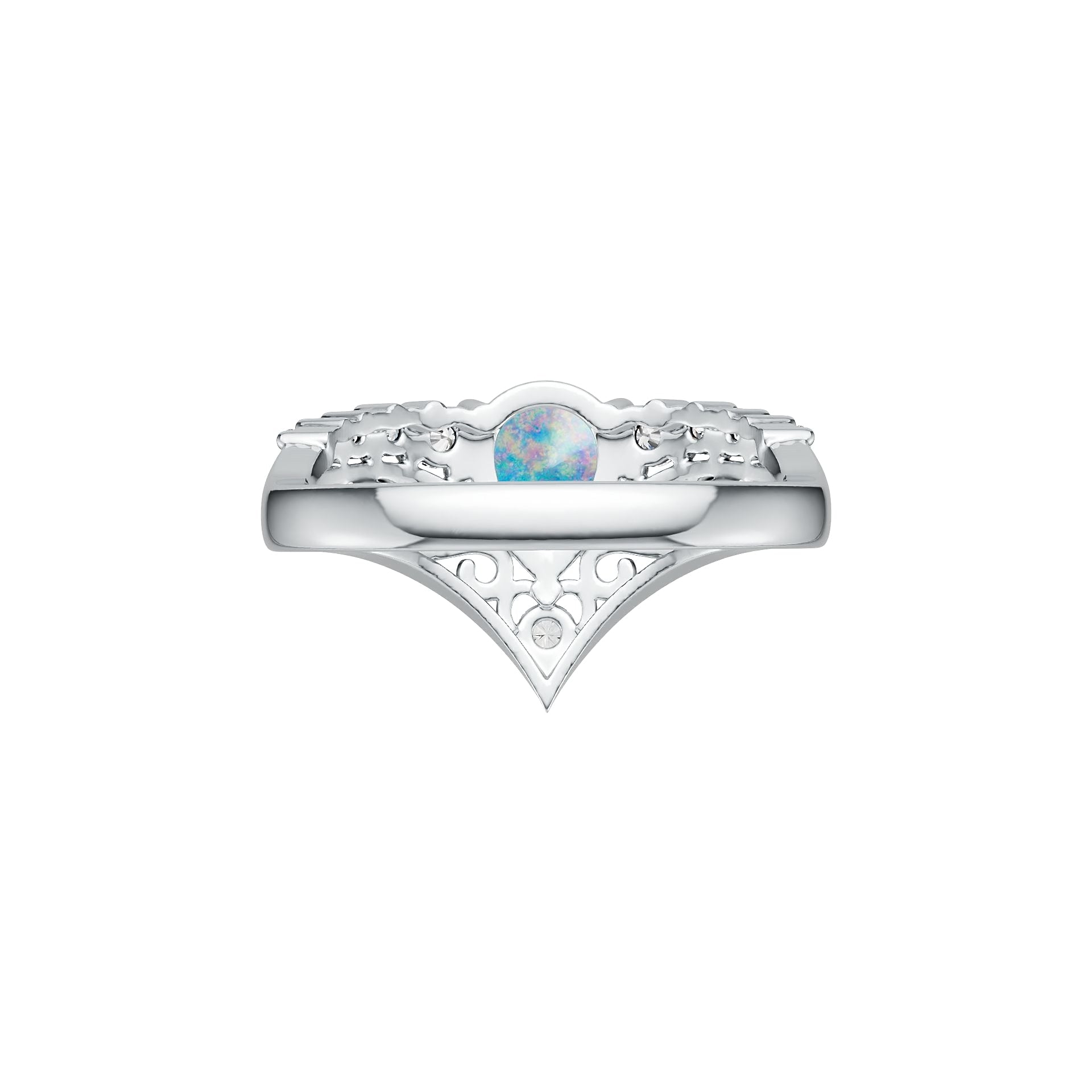 18K Gold Semi Mount Ring Setting Pear PE 8x6mm D-PJC26676 Cabochon Diamond Accent Syzjewelry