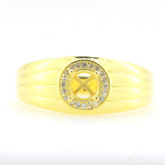 Men's Sterling Silver Semi Mount Ring Setting Round RD 6x6mm Halo Band Solid - Syzjewelry